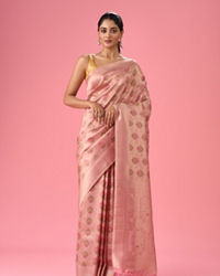 Mohey Women Pink Nuptial Glamour Banarasi Saree