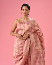 Mohey Women Pink Nuptial Glamour Banarasi Saree