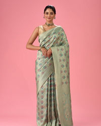 Mohey Women Sea Green Elegance Banarasi Saree