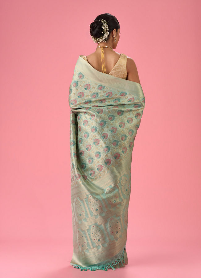 Mohey Women Sea Green Elegance Banarasi Saree