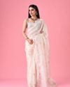 Cream Elegance Organza Saree