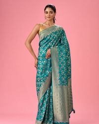 Mohey Women Luxurious Rama Green Saree