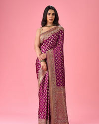Mohey Women Wine Extravaganza Banarasi Saree