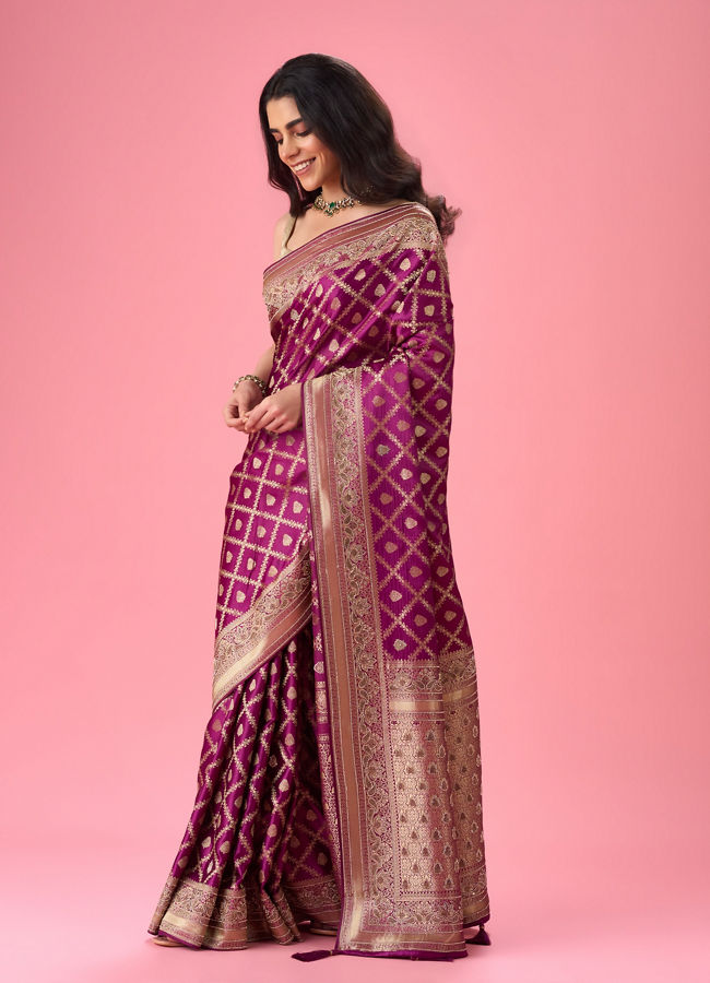 Mohey Women Wine Extravaganza Banarasi Saree