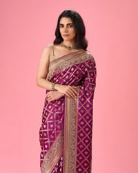 Mohey Women Wine Extravaganza Banarasi Saree