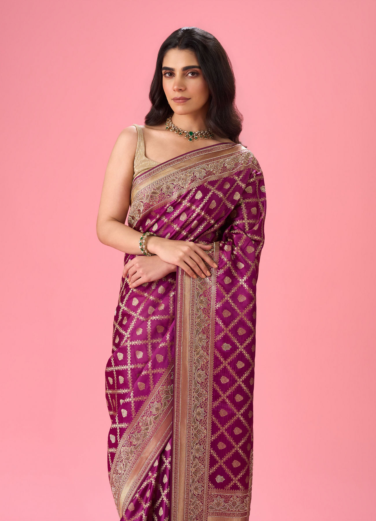 Mohey Women Wine Extravaganza Banarasi Saree