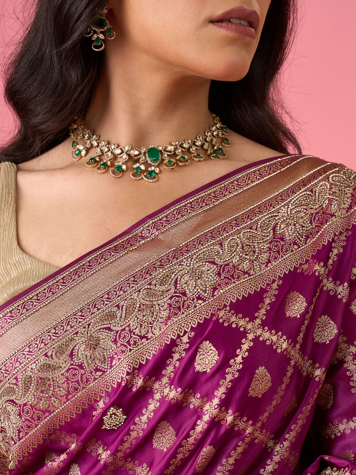 Mohey Women Wine Extravaganza Banarasi Saree