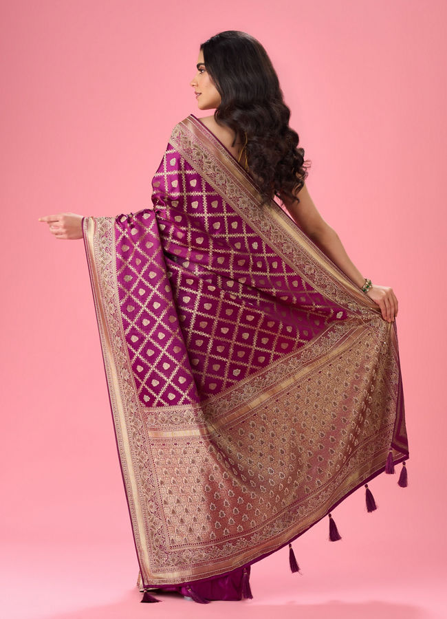 Mohey Women Wine Extravaganza Banarasi Saree