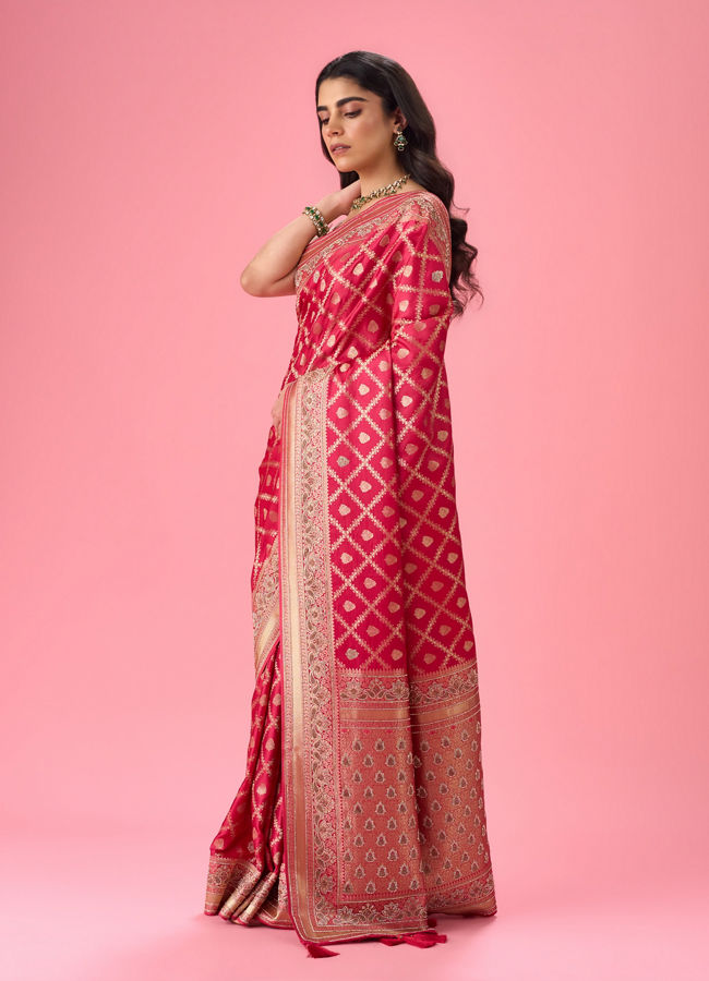 Mohey Women Regal Pink Art Silk Saree