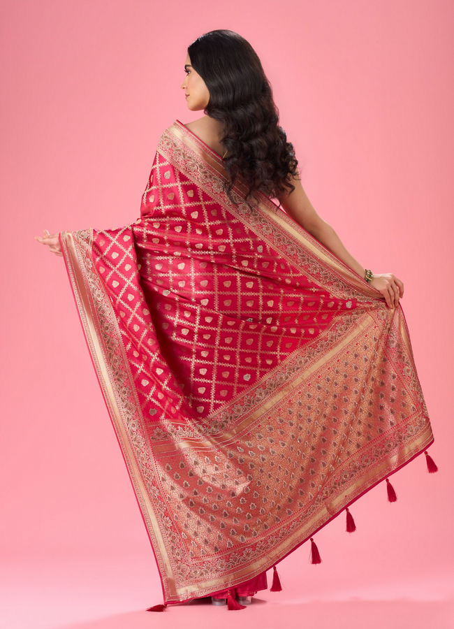 Mohey Women Regal Pink Art Silk Saree