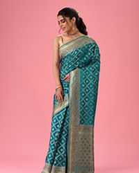 Mohey Women Ravishing Rama Green Banarasi Saree