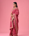 Mohey Women Ravishing Pink Georgette Bridal Saree
