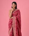 Mohey Women Ravishing Pink Georgette Bridal Saree