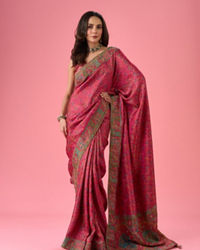 Mohey Women Artistic Pink Saree