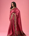 Mohey Women Artistic Pink Saree