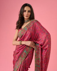 Mohey Women Artistic Pink Saree