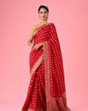 Mohey Women Ravishing Red Georgette Bridal Saree