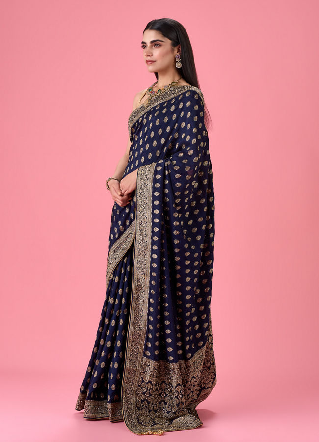 Mohey Women Indigo Blue Elegance Georgette Saree