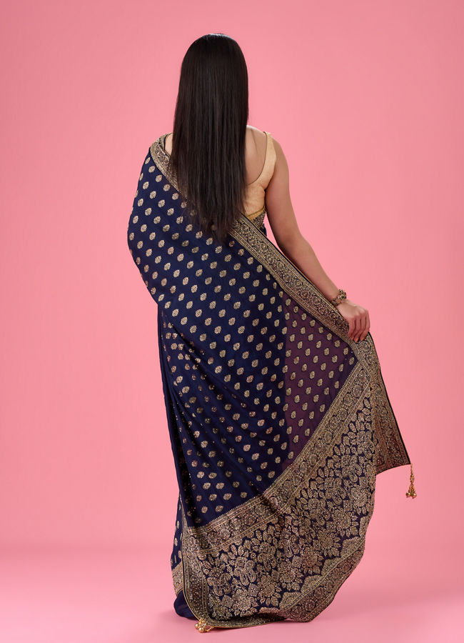 Mohey Women Indigo Blue Elegance Georgette Saree