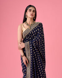 Mohey Women Indigo Blue Elegance Georgette Saree