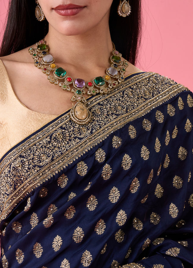 Mohey Women Indigo Blue Elegance Georgette Saree