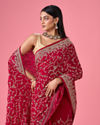 Mohey Women Exquisite Pink Organza Bridal Saree