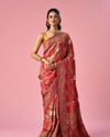 Mohey Women Pink Art Silk Saree with Hand Embroidery