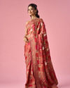 Mohey Women Pink Art Silk Saree with Hand Embroidery