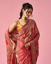 Mohey Women Pink Art Silk Saree with Hand Embroidery
