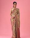 Cream Art Silk Banarasi Saree