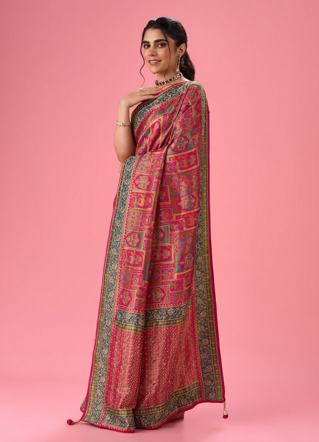 Mohey Women Enchanting Pink Bridal Saree