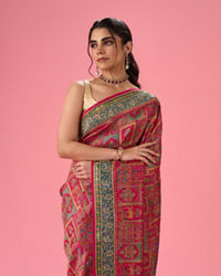 Mohey Women Enchanting Pink Bridal Saree