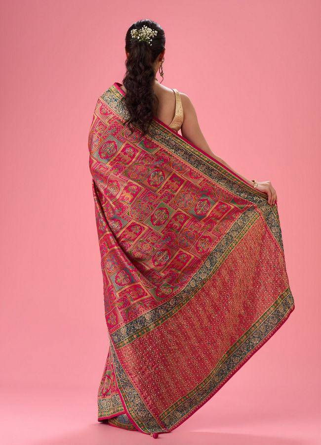 Mohey Women Enchanting Pink Bridal Saree