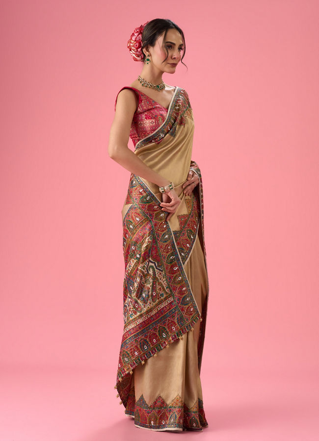 Mohey Women Creamy Delight Traditional Banarasi Saree