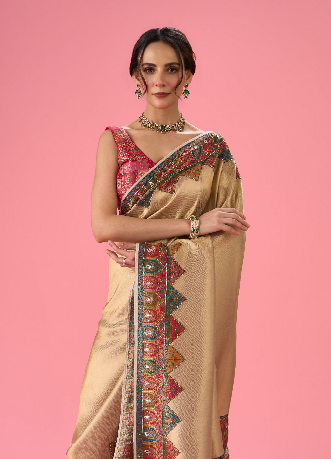 Mohey Women Creamy Delight Traditional Banarasi Saree