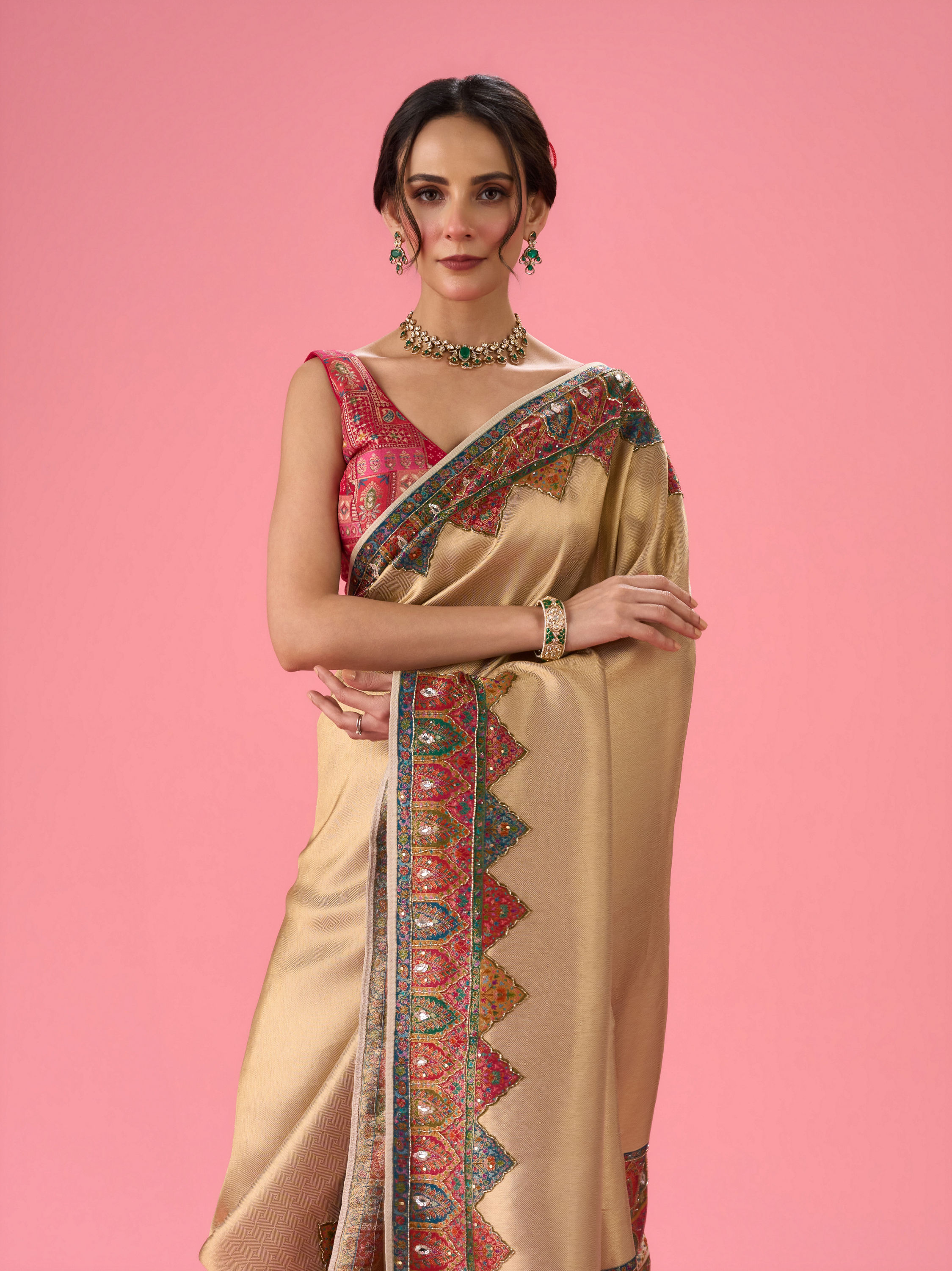 Mohey Women Creamy Delight Traditional Banarasi Saree