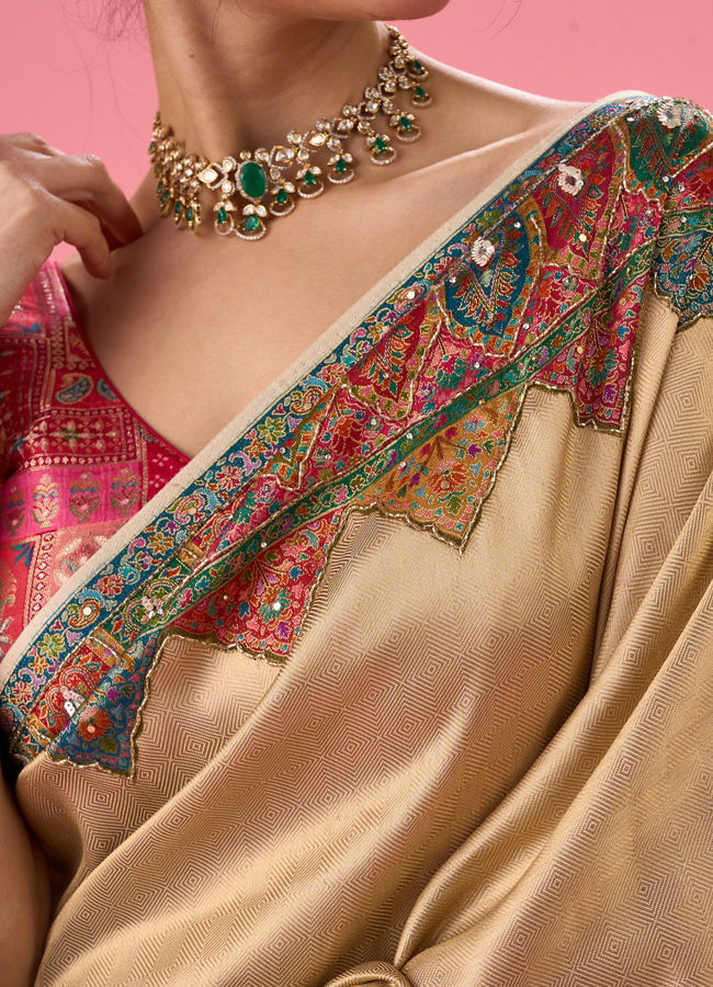 Mohey Women Creamy Delight Traditional Banarasi Saree