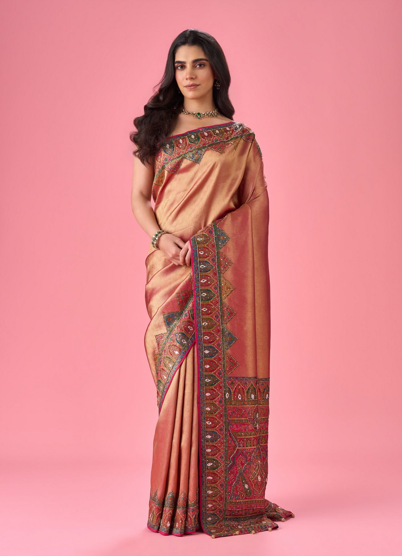 Mohey Women Elegant Rani Pink Bridal Saree