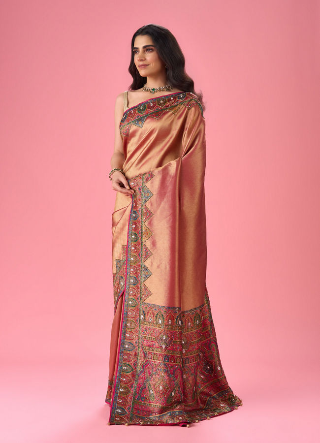 Mohey Women Elegant Rani Pink Bridal Saree