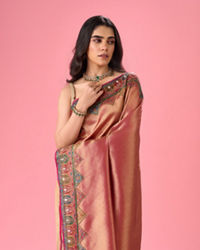 Mohey Women Elegant Rani Pink Bridal Saree
