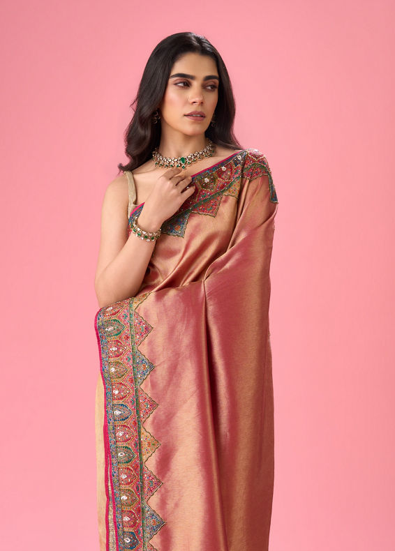 Mohey Women Elegant Rani Pink Bridal Saree