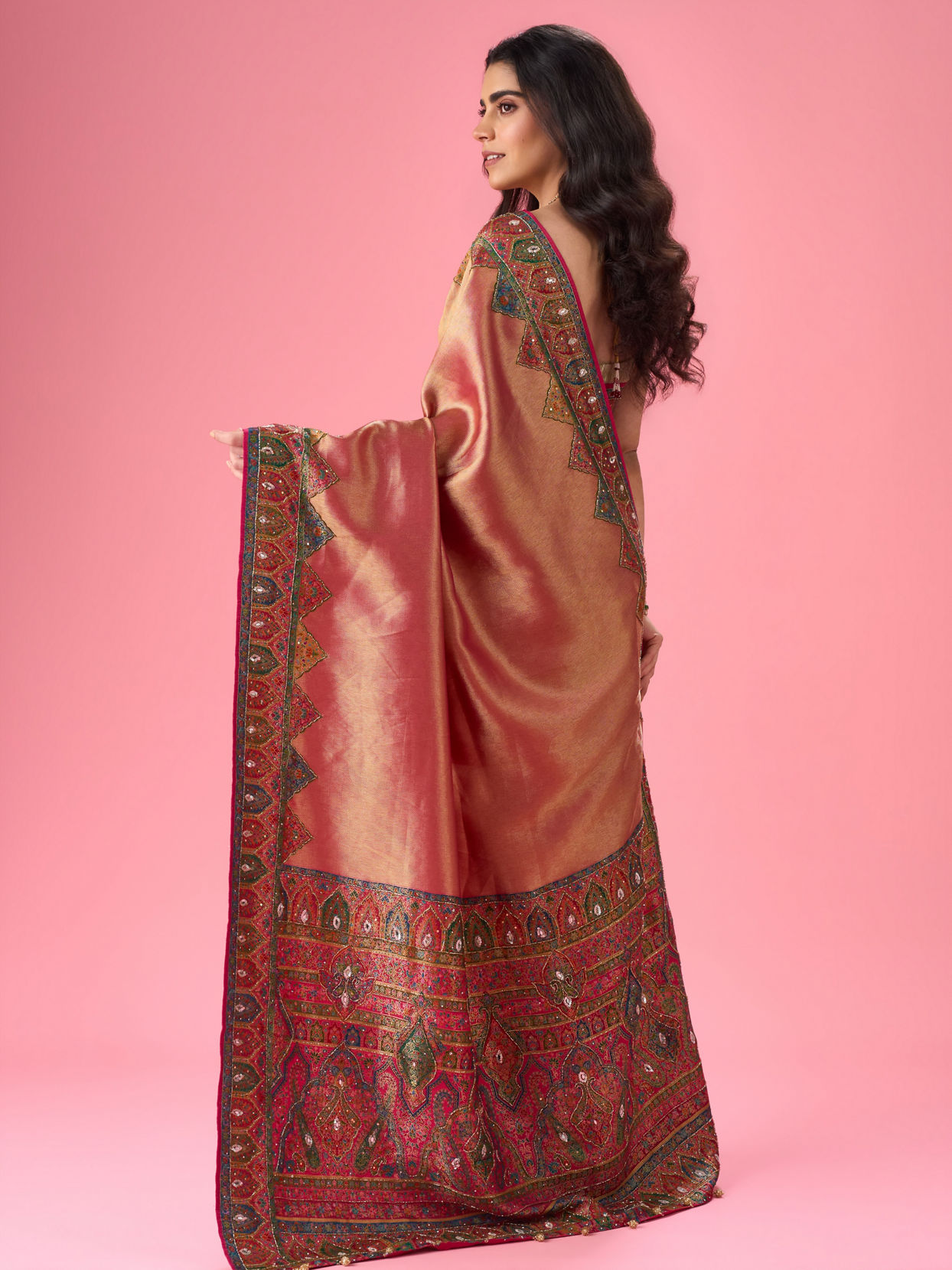 Mohey Women Elegant Rani Pink Bridal Saree