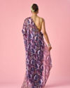 Mohey Women Purple Organza Saree with Floral Print