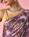 Mohey Women Purple Organza Saree with Floral Print