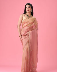 Mohey Women Radiant Pink Organza Saree