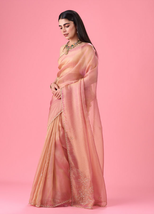 Mohey Women Radiant Pink Organza Saree