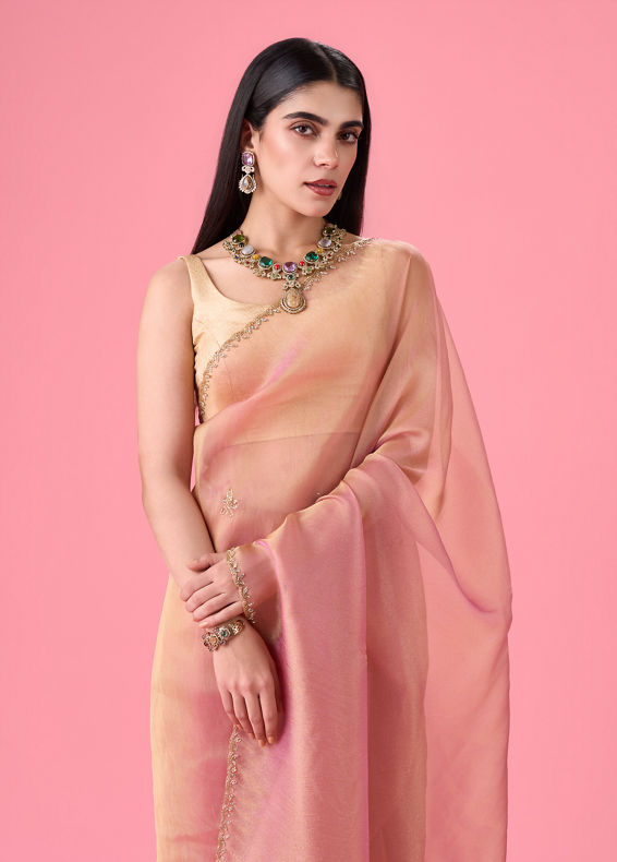 Mohey Women Radiant Pink Organza Saree