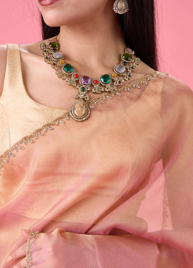 Mohey Women Radiant Pink Organza Saree