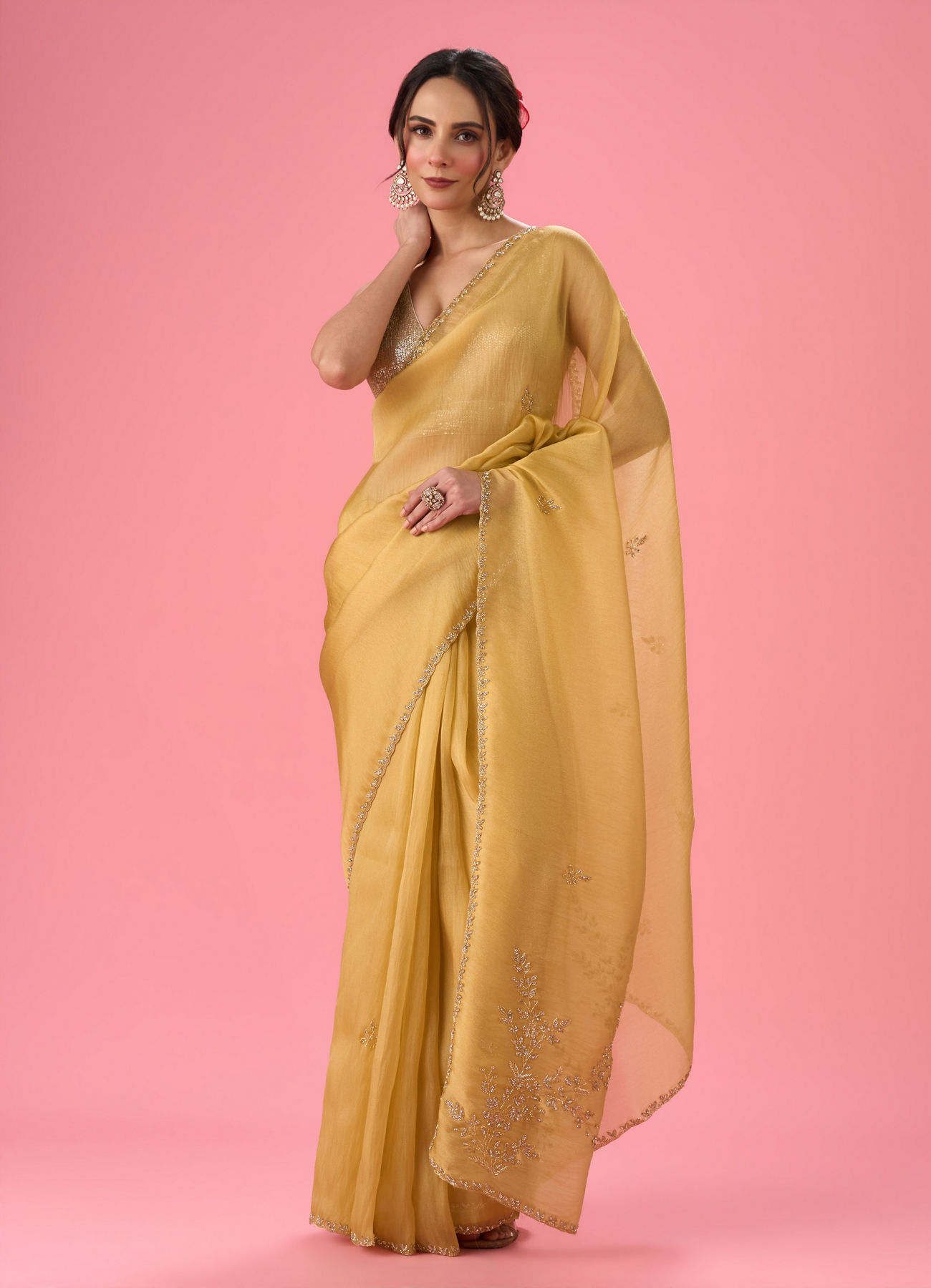 Mohey Women Sunny Elegance Organza Saree
