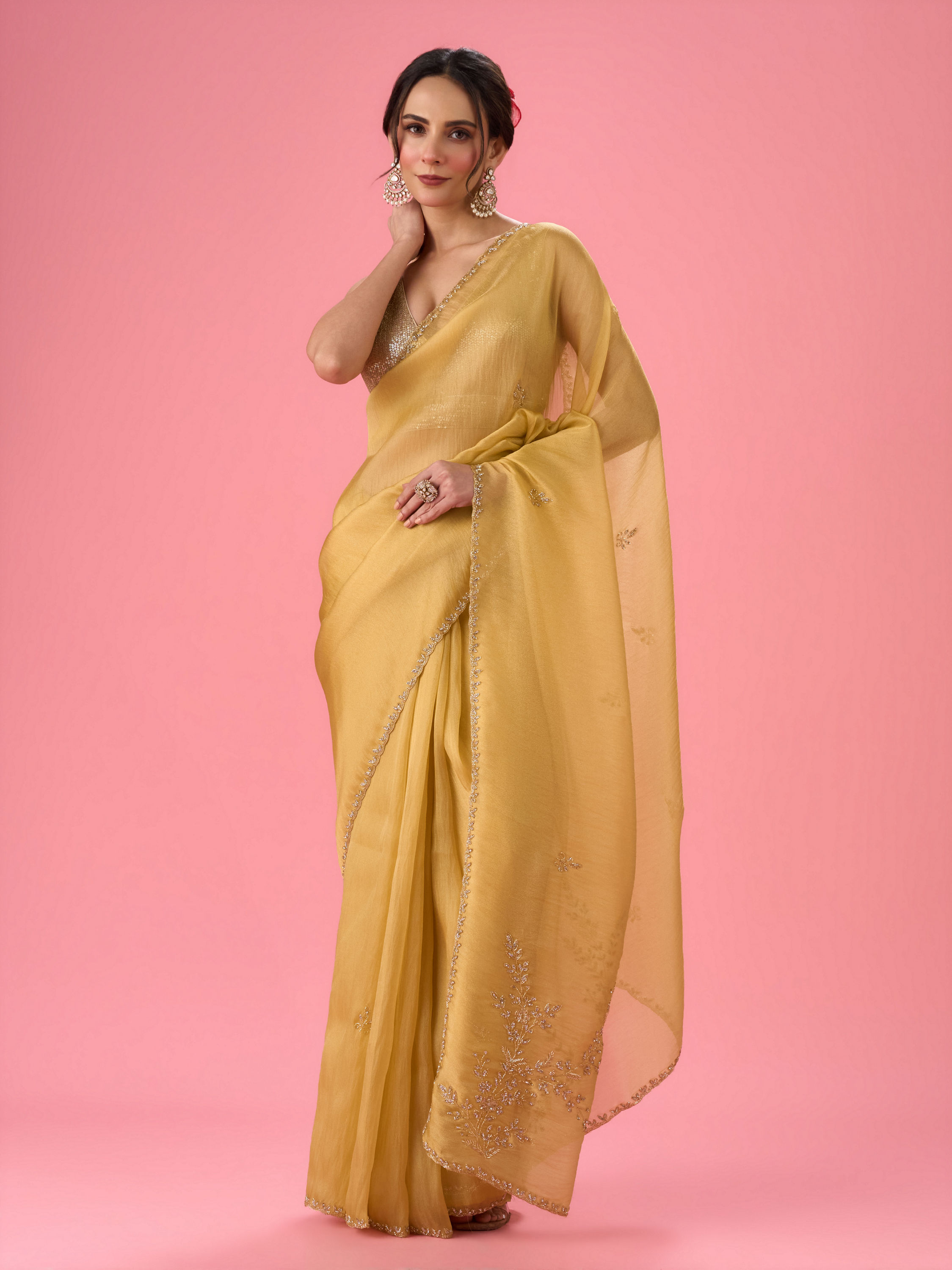 Mohey Women Sunny Elegance Organza Saree